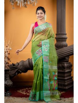 Maayavi - Green Triparna Saree with Unstitched Blouse