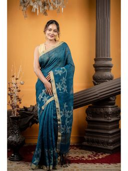 Maayavi - Teal Shalini Saree with Unstitched Blouse