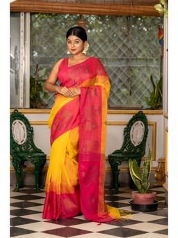 Maayavi - Yellow Haridra Saree with Unstitched Blouse