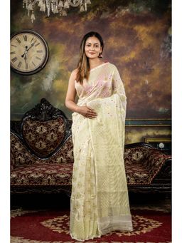 Maayavi - Cream Gargi Saree with Unstitched Blouse