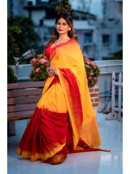 Maayavi - Yellow Suryamukhi Saree with Unstitched Blouse