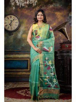 Maayavi - Green Vasuda Saree with Unstitched Blouse