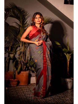 Maayavi - Grey Meghali Saree with Unstitched Blouse