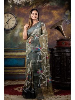 Maayavi - Green Keya Saree with Unstitched Blouse