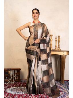 Zal from Benaras - Black Pure Organza Silk Banarasi Handloom Saree Without Blouse