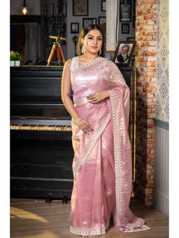 Maayavi - Pink Panache Saree with Unstitched Blouse
