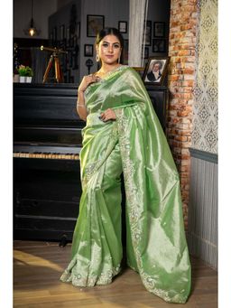 Maayavi - Green Khatti Imli Saree with Unstitched Blouse