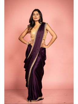 Maayavi - Purple Amethyst Saree with Unstitched Blouse