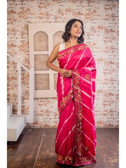 Maayavi - Magenta Saloni Saree with Unstitched Blouse