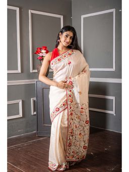 Maayavi - Off White Madhushree Saree with Unstitched Blouse