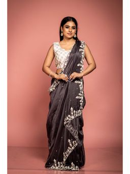 Maayavi - Purple Kiara Saree with Unstitched Blouse