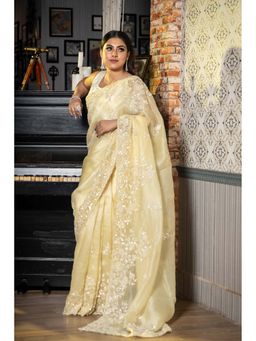 Maayavi - Yellow Celeste Saree with Unstitched Blouse