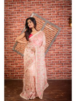 Maayavi - Pink Anumeha Saree with Unstitched Blouse
