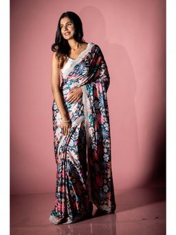 Maayavi - Blue Symphony Saree with Unstitched Blouse