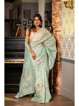 Maayavi - Green Raaga Saree with Unstitched Blouse