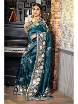 Maayavi - Green Aurora Saree with Unstitched Blouse