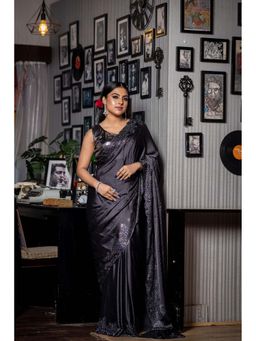 Maayavi - Black Metallic Mystery Saree with Unstitched Blouse