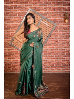 Maayavi - Green Vrinda Saree with Unstitched Blouse