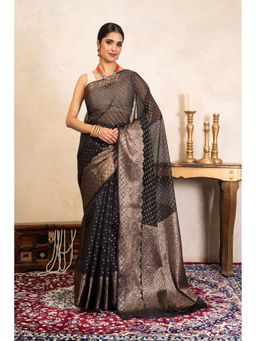 Zal from Benaras - Black Pure Silk Banarasi Handloom Saree Without Blouse