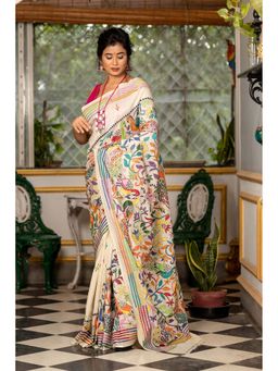 Maayavi - Off White Mayuri Saree with Unstitched Blouse