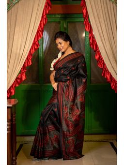 Maayavi - Black Jamini Saree with Unstitched Blouse