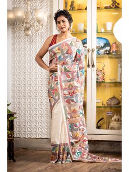 Maayavi - Off White Krittika Sare with Unstitched