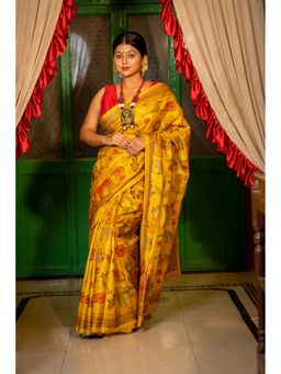 Maayavi - Yellow Chitrangada Saree with Unstitched Blouse