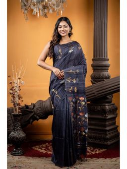 Maayavi - Grey Tulip Saree with Unstitched Blouse