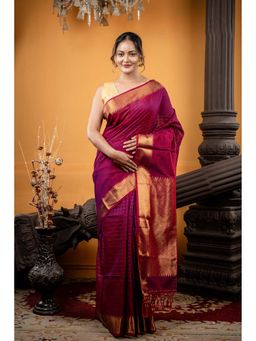 Maayavi - Pink Saree with Unstitched Blouse
