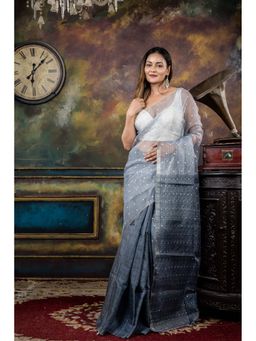 Maayavi - Grey Barsha Sare with Unstitched