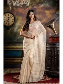 Maayavi - Cream Ektara Saree with Unstitched Blouse