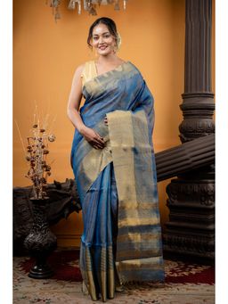 Maayavi - Blue Malhar Saree with Unstitched Blouse