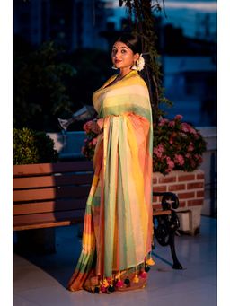 Maayavi - Multi-Colour Cotton Candy Saree with Unstitched Blouse