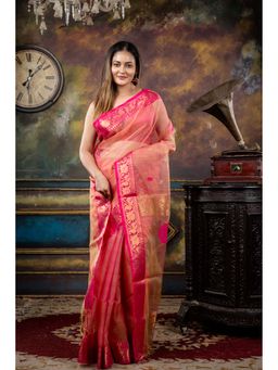 Maayavi - Pink Padmaja Saree with Unstitched Blouse