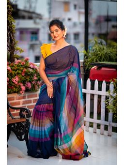 Maayavi - Multi-Colour Colour Splash Saree with Unstitched Blouse