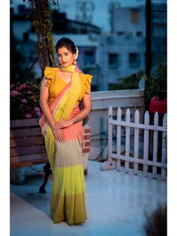 Maayavi - Multi-Colour Colour Block Saree with Unstitched Blouse