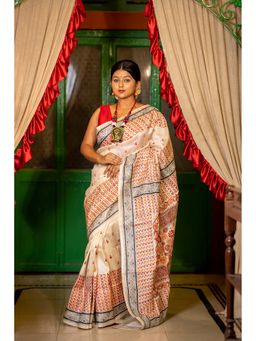 Maayavi - Off White Ushoshi Saree with Unstitched Blouse