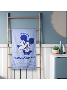 SPACES - Disney Mickey Mouse 380 GSM 100% Cotton Character Printed Bath Towel (XL) - Light Blue