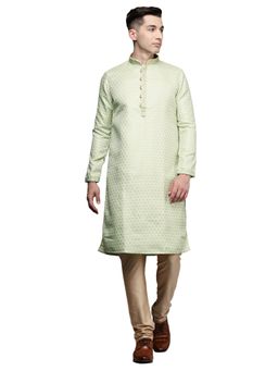 Manyavar - Men'S Green Art Silk Festive Wear Kurta with Pencil Pajama (Set of 2)