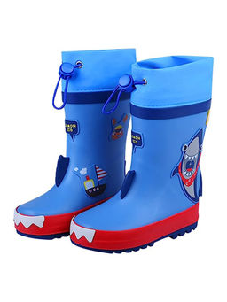 Little Surprise Box - Blue Shark Theme Flex Rubber Rain Gumboots for Kids