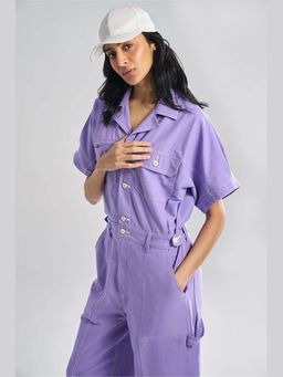 TERRA LUNA - Gili Lavender Khadi Solid Jumpsuit