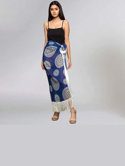 First Resort by Ramola Bachchan - Women Blue Geometric Print Long Skirt