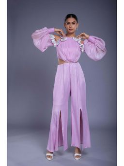 Ellemora - Lavender Crepe Embroidered Jumpsuit