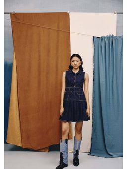 quietBold - Aspen Pleated Denim Mini Skirt