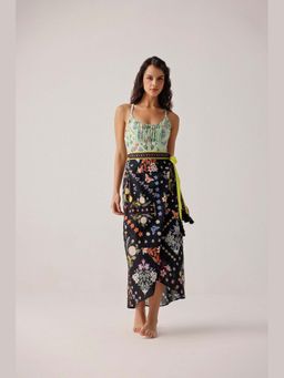NOIB - Black Floral Printed Prairee Nua Pareo Skirt