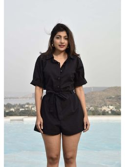 Oodeypore - Gienah - Minimal And Chic Cotton Black Playsuit