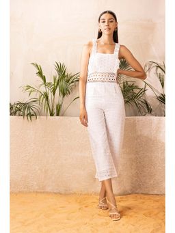 SEW - White Schiffli Embroidered Jumpsuit