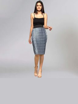 First Resort by Ramola Bachchan - Women Dark Blue Pleated Skirt
