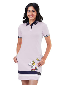 The Souled Store - Official Peanuts Snoopy: Skating Graphic Printed Purple Polo Dresses