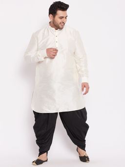 Vastramay - Men Cream Silk Blend Kurta and Dhoti